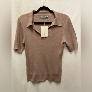 Ravella Dusty Pink Waverly Knit Polo - Silk & Cashmere